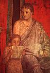 045. Fresque pompeienne - enfant lisant a cote de sa mere (1er s. p.C.).jpg